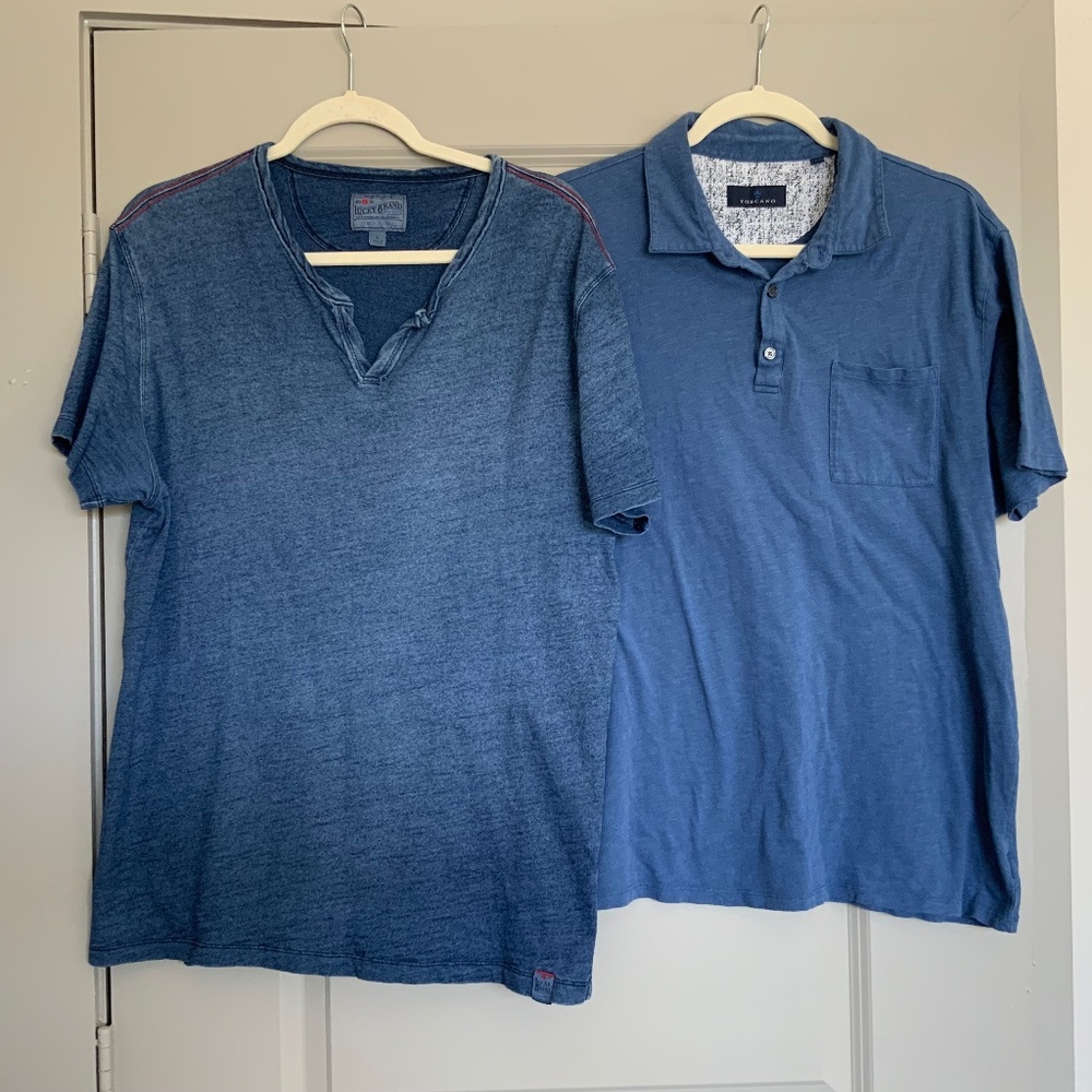Bundle Of Two Men’s Blue Short Sleeve T-shirts Lucky Brand & Toscano Size L